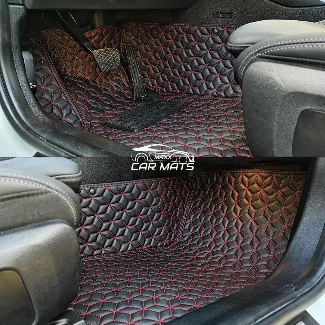 Black and Red Stitching Car Mats Set