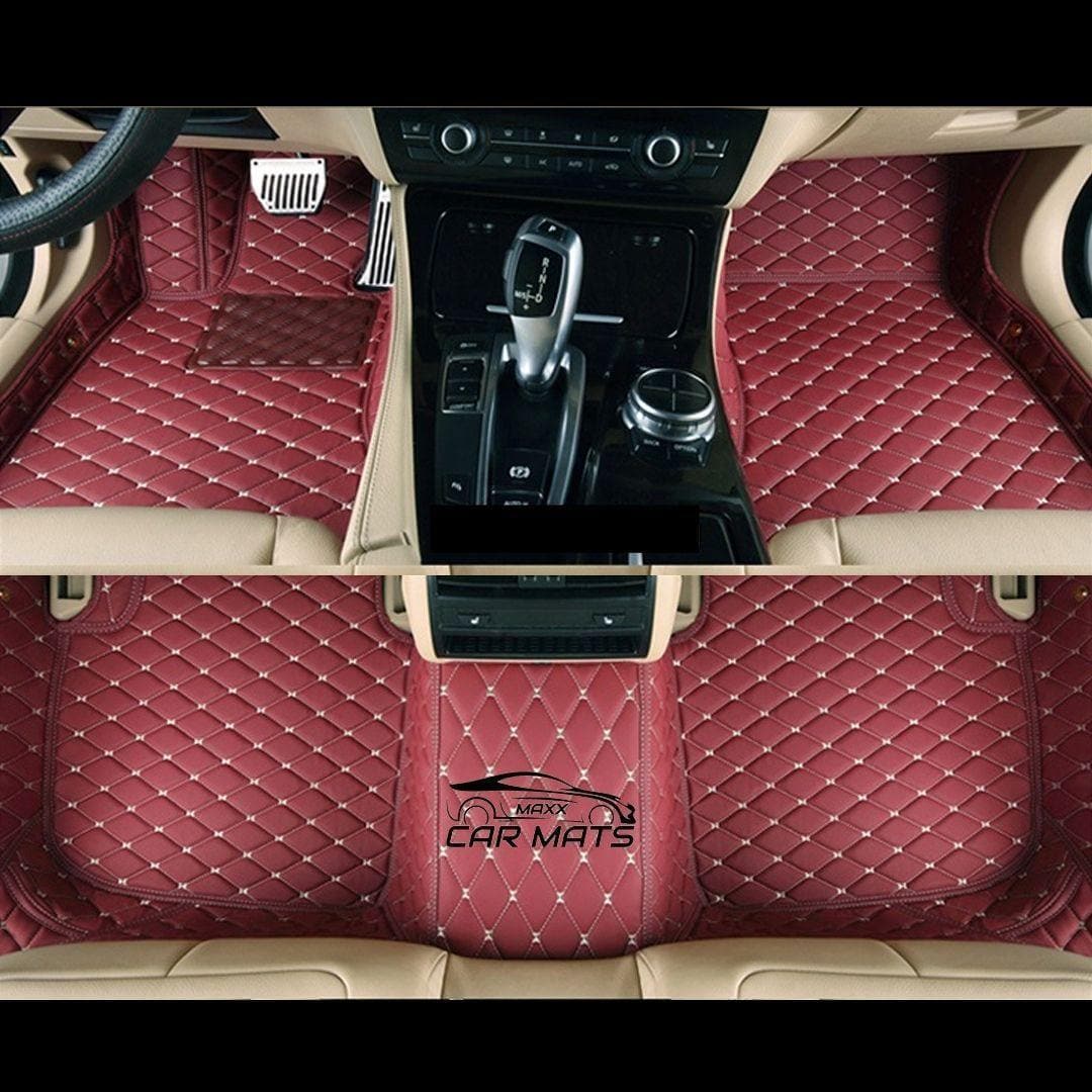 Red Wine Colour Car Floor Mats Front&Rear Set of 4 For Interior Accessories